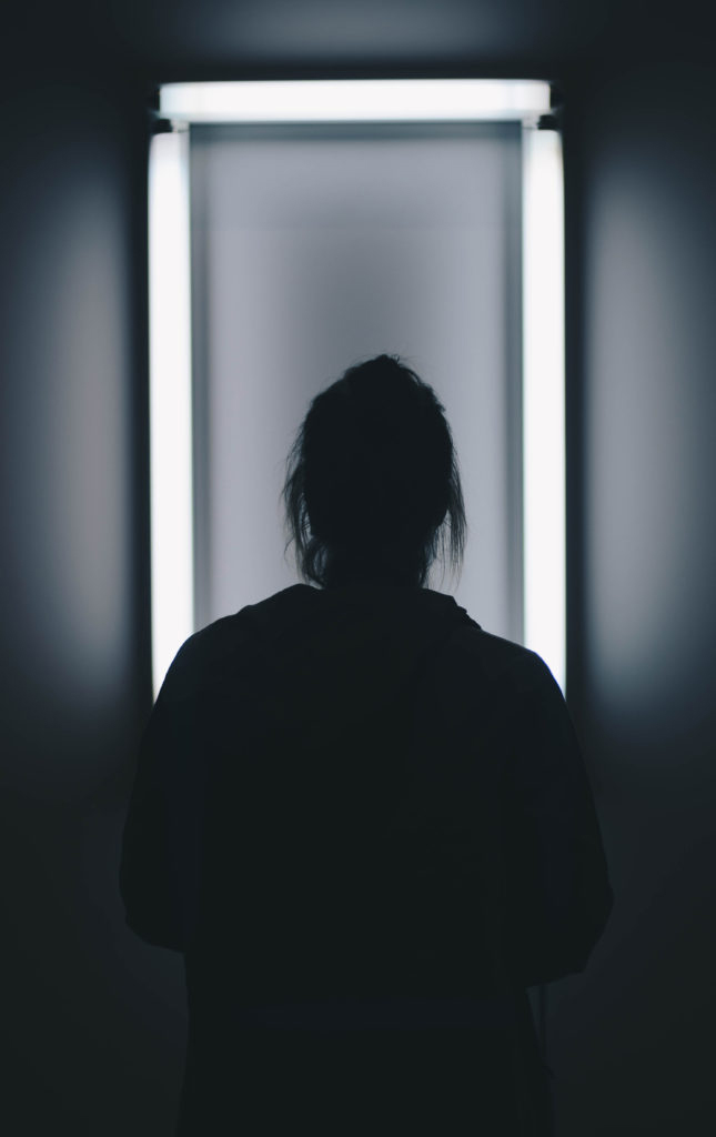 Dark silhouette of an entrepreneur who is not feeling it